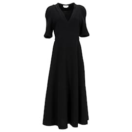 Gabriela Hearst-Gabriela Hearst Luz Pleated Crepe Midi Dress in Virgin Wool-Black