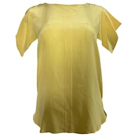 Sandro-Sandro Flowy Sleeve Blouse in Yellow Silk -Yellow