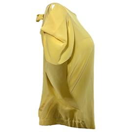 Sandro-Sandro Flowy Sleeve Blouse in Yellow Silk -Yellow