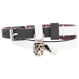 Alexander Mcqueen-Alexander McQueen Skull Leather Bracelet-Black