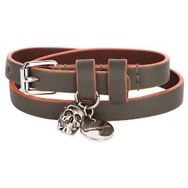 Bracciale in pelle con teschio graffiti da uomo Alexander McQueen in verde Verde