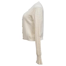 Chanel-Chanel Buttoned Cardigan in White Cashmere -White,Cream
