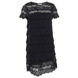 Abito Mini in Cotone Nero con Dettagli in Pizzo di Michael Kors Nero