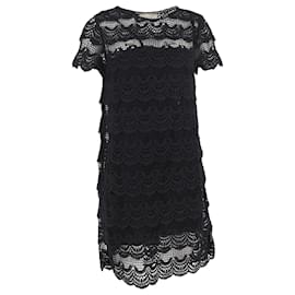 Michael Kors-Michael Kors Lace Detail Mini Dress in Black Cotton-Black
