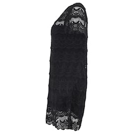 Michael Kors-Michael Kors Lace Detail Mini Dress in Black Cotton-Black