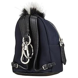 Fendi-Fendi Nylon Leather Bugs Keychain Bag Charm-Black