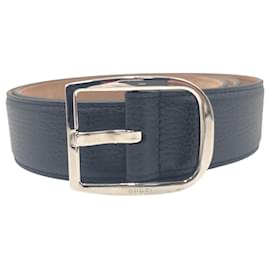 Gucci-Cinto de couro prateado marinho Gucci-Azul