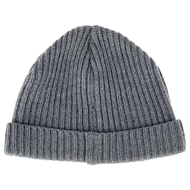 Valentino Garavani- Valentino Garavani Logo Beanie Hat in Grey Wool-Grey