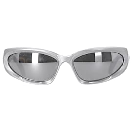 Balenciaga-Lunettes de soleil ovales Swift de Balenciaga en polyamide argenté-Argenté,Métallisé