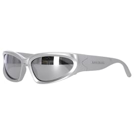 Balenciaga-Lunettes de soleil ovales Swift de Balenciaga en polyamide argenté-Argenté,Métallisé