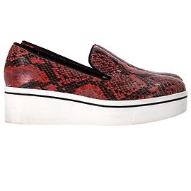 Stella Mc Cartney Rote Leder Faux-Python Creeper Plattform Slipper von Stella McCartney Rot Bordeaux