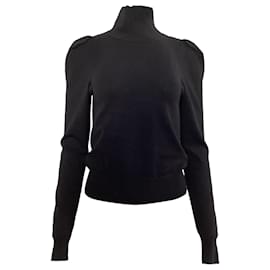 Autre Marque-Caroline Constas Ivy Mock Neck Top in Black Rayon-Black