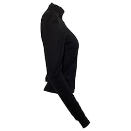 Autre Marque-Caroline Constas Ivy Mock Neck Top in Black Rayon-Black