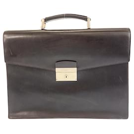 Prada-Prada Leather Business Briefcase-Brown