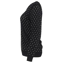 Michael Kors-Michael Kors Beaded Lasercut Sweater in Black Viscose-Black