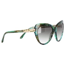Bulgari- Bvlgari Tortoiseshell Cat Eye Sunglasses in Green Acetate-Green