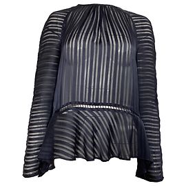 Zimmermann Mesh Striped Blouse in Navy Blue Polyester Blue Navy blue