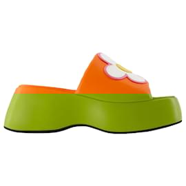 Autre Marque-Flower Sandals - Carel - Leather - Orange-Orange
