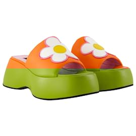 Autre Marque-Flower Sandals - Carel - Leather - Orange-Orange