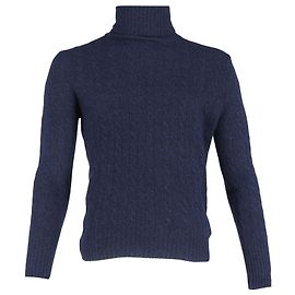 Erdem Cable-Knit Turtleneck Sweater in Navy Blue Wool Blue Navy blue