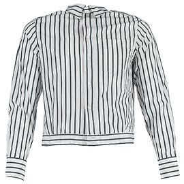 Camicia blouson a righe con bottoni Lanvin in cotone bianco e verde Bianco