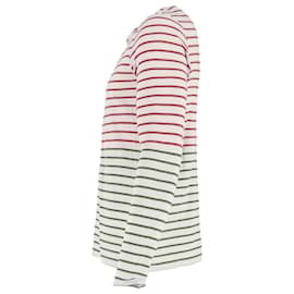 Apc-A.P.C Striped Crewneck Long Sleeve T-Shirt in Red Cotton-Red