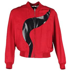 Alexander Mcqueen Flame Bomber Jacket in Red Polyester Red