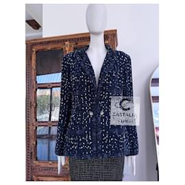 Chanel-Chanel Saint-Tropez Runway Navy Tweed Jacket 44 FR-Navy blue