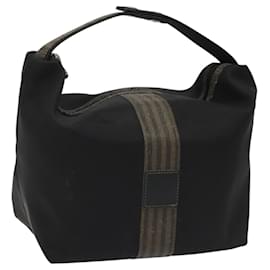Fendi-FENDI Hand Bag Coated Canvas Black Auth ep7388-Black