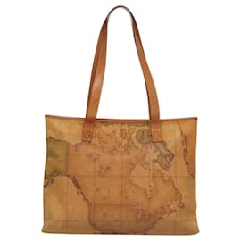 Autre Marque-PRIMA CLASSE Hand Bag Leather PVC Beige Brown gold Auth am7609-Brown,Beige,Golden
