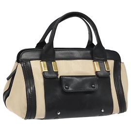 Chloé Borsa a mano in pelle beige e nera Chloe Alice Auth bs22478 Nero Beige