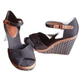 Tommy Hilfiger Wedge Mules Black Cloth Black