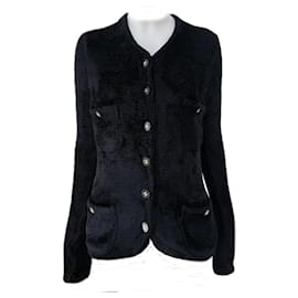 Chanel-Chanel Rare 1995 Fall Black Teddy Plush Jacket 40 FR-Black