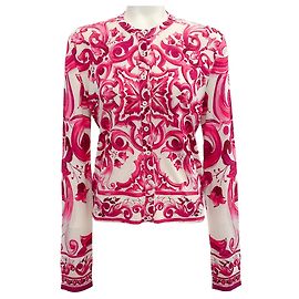 Dolce & Gabbana Pink / White Seiden-Majolica-Cardigan Pink