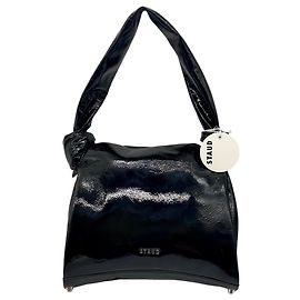 Bolsa de ombro em couro envernizado preto Lisbett da Staud Preto