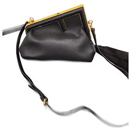 Fendi Leather Shoulder Bag Black Black