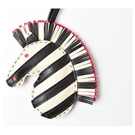 Hermès-Hermes Bag Charm Strap Key Holder Annuemilo Zebra-White