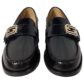Gucci-Mocassins Gucci Millennial Ribot em couro preto-Preto
