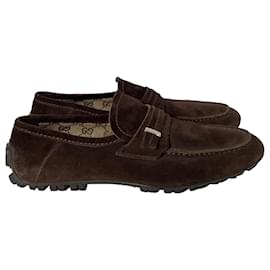 Gucci- Gucci Slip-On Loafers in Brown Suede-Brown,Red