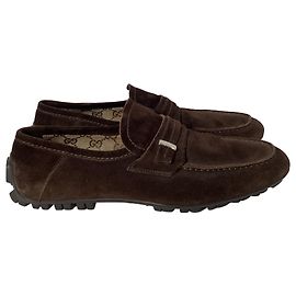 Mocassini Gucci in suede marrone Marrone Rosso