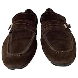 Gucci- Gucci Slip-On Loafers in Brown Suede-Brown,Red