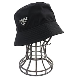 Chapéu bucket preto com logo triangular Prada S Preto