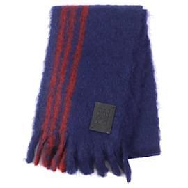 Loewe-Cachecol de mohair, lã e patch de couro Loewe-Azul