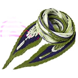 Hermès-Hermes Silk Scarf Pleated Red Multi-Red