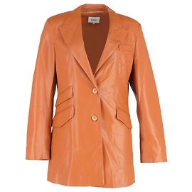 Blazer Nanushka Cancun con tasche in pelle marrone Marrone Rosso