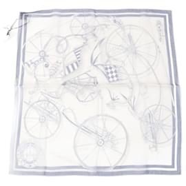 Hermès-Hermes Silk Scarf VOITURES EN EQUILIBRE-Blue