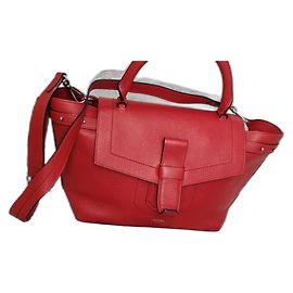 Lancel Neo Charlie XL Handbag Red Leather Red