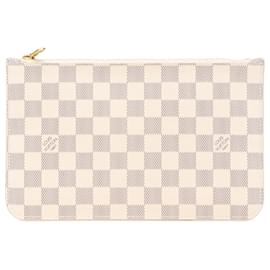 Louis Vuitton-Pochete Louis Vuitton Damier Azur Neverfull MM branca-Branco