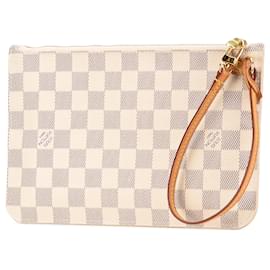 Louis Vuitton-Pochete Louis Vuitton Damier Azur Neverfull MM branca-Branco