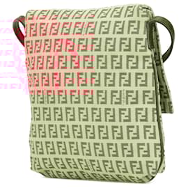 Fendi-Fendi Brown Zucchino Canvas Crossbody-Brown,Beige